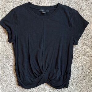 Sanctuary Black Tie Front Short Sleeve Tee